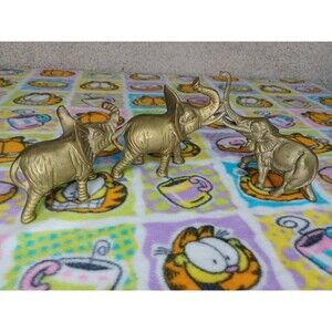 VTG Solid Brass Elephant Figurines Set of 3 Made in India Heavy Lucky Trunk Up